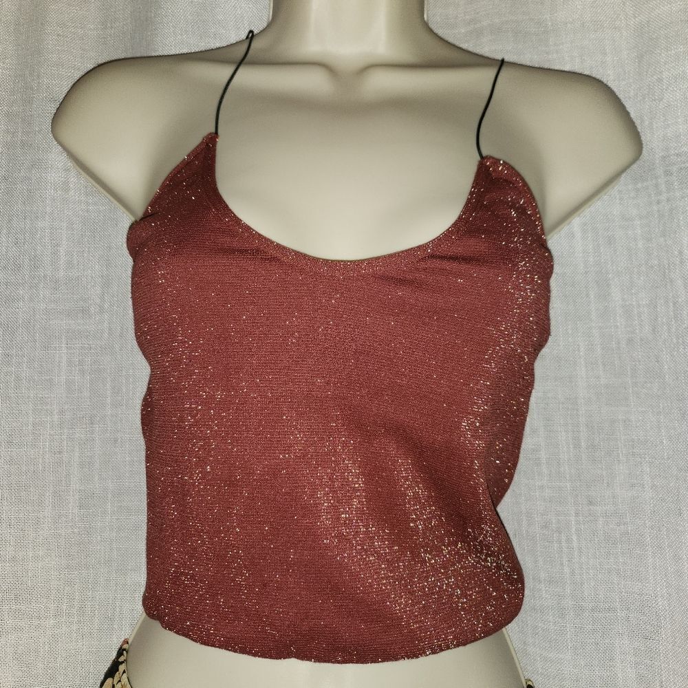 Free People Sparkly Rust Crop Camisole